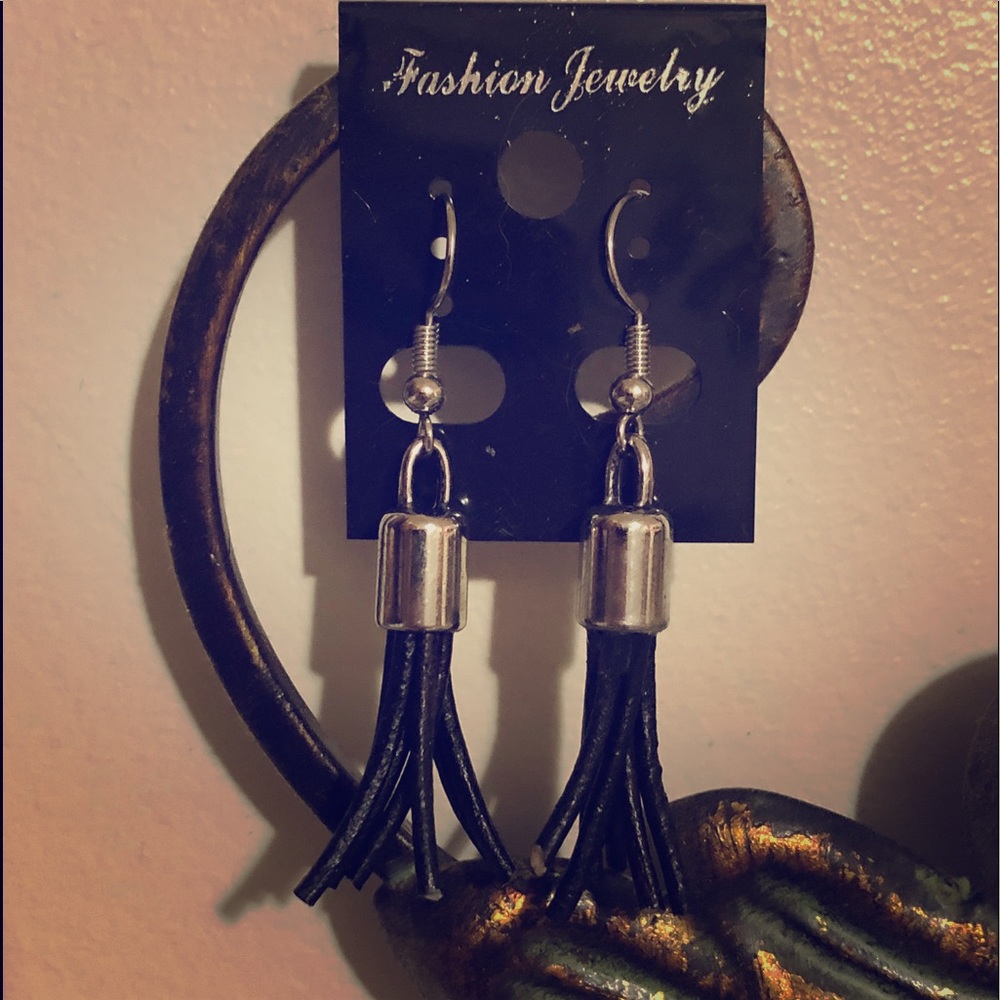 Leather and Silver Earrings